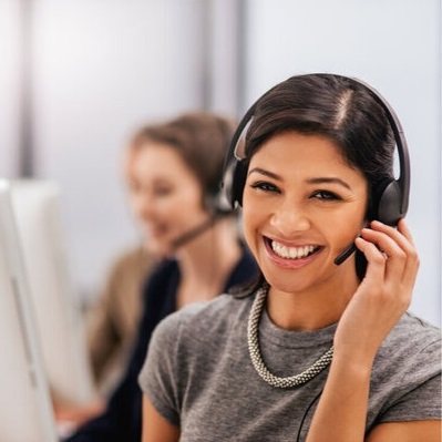 woman with headset on